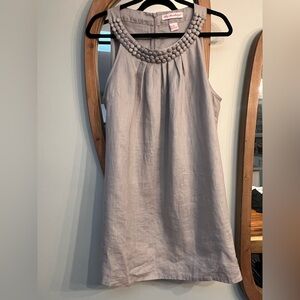 Elegant Gray Sleeveless Linen Top